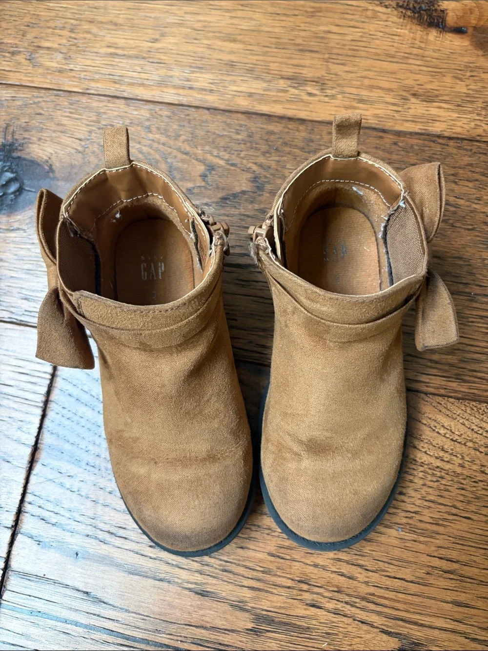 Adorable Tan Suede Bow Ankle Boots with bow